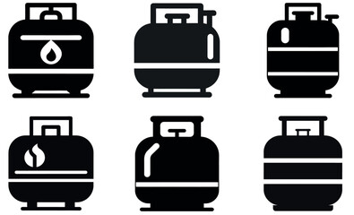 Simple Black and White Vector Illustration of Various Propane Gas Tanks