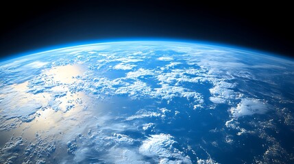 Fototapeta premium Earth from space, showing clouds and atmosphere.