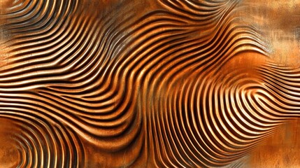 Abstract Metallic Texture with Brown and Orange Waves