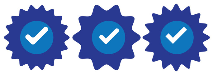 Blue check mark tick verification icon symbol vector.
