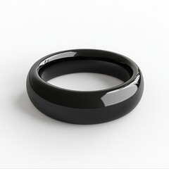 Black ring: Shiny black ring shown in a minimalist style on a plain white surface