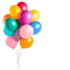 Colorful balloons clustered together against a white background.