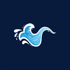 Aqua water splash. Liquid water drops, blue transparent splashes, water flows and waves flat vector illustration icon. Clean water splash collection on dark blue