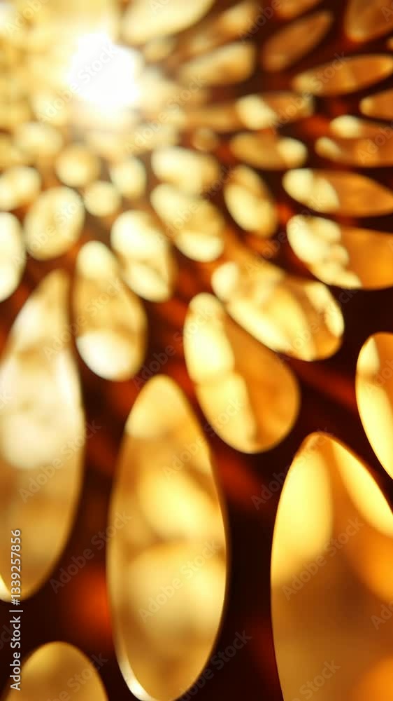 Poster intricate patterns of light filtering through a textured surface in warm tones