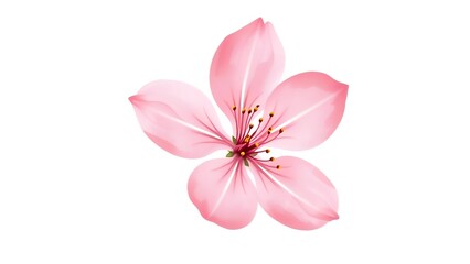 Naklejka premium A Delicate Pink Blossom Unfolds Its Petals, A Symbol Of Springs Gentle Arrival And New Beginnings, Showcased Against A Pure White Backdrop