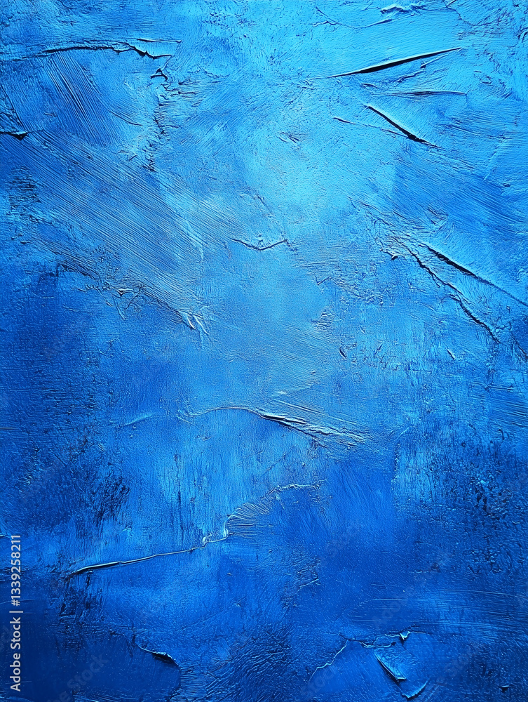 Poster azure depth: abstract oil painting evoking the ocean depth, with layers of blues and textures. this 