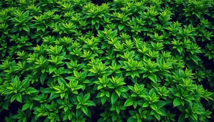 Lush green shrubbery, vibrant foliage, dense leaves, park, scenic