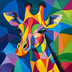 Majestic giraffe sipping water beneath a luminous night sky image