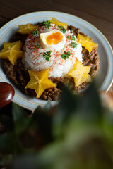 半熟卵のドライカレー