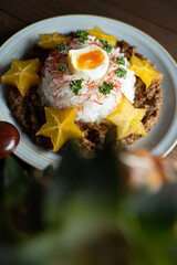 半熟卵のドライカレー