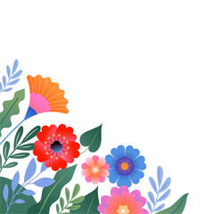 A decorative floral corner border with colorful flowers. © Marina Zlochin
