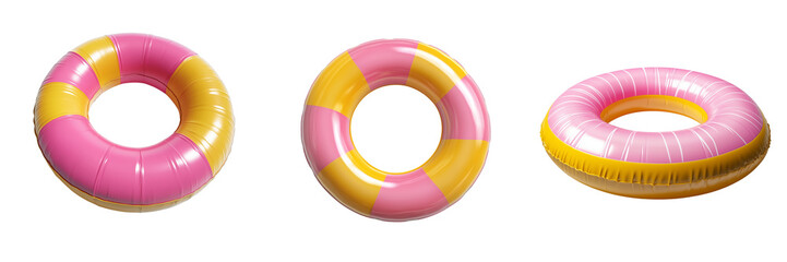 Obraz premium Colorful Inflatable Swim Rings set Isolated on transparent Background