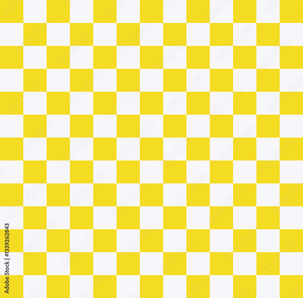 Poster a yellow and white checkerboard pattern forming a seamless geometric background. the alternating squ