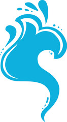 Water splash silhouette. Cartoon liquid water drops, flows and waves, black aqua splashes flat vector illustration icon. Water splash silhouettes on white backbround