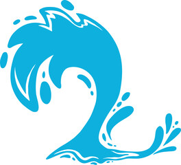 Water splash silhouette. Cartoon liquid water drops, flows and waves, black aqua splashes flat vector illustration icon. Water splash silhouettes on white backbround