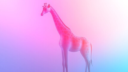 Night sky casting magical colors over a beautifully illustrated giraffe image