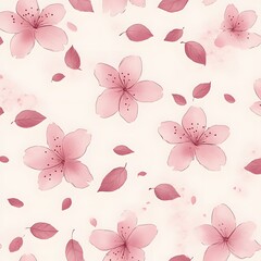 Delicate Pink Watercolor Cherry Blossom Pattern