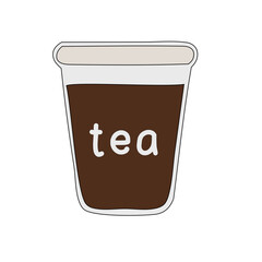 Illustration of a glass containing dark tea, labeled 