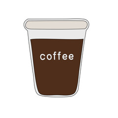 Illustration of a coffee cup filled with dark coffee, labeled 