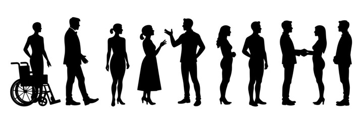  Diversity & Inclusion Silhouette Icon Set
