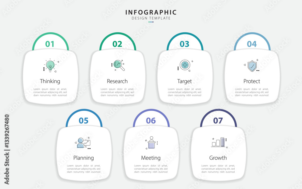 Poster timeline creator infographic template. 7 step timeline journey, calendar flat simple infographics de