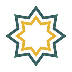 Islamic geometric shapes and ornamental frame icon line
