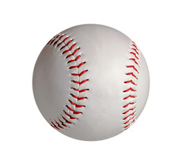 Baseball ball with red stitching on transparent background