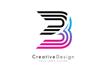 Letter B logo icon vector made of lines. Creative B Design alphabet lettering