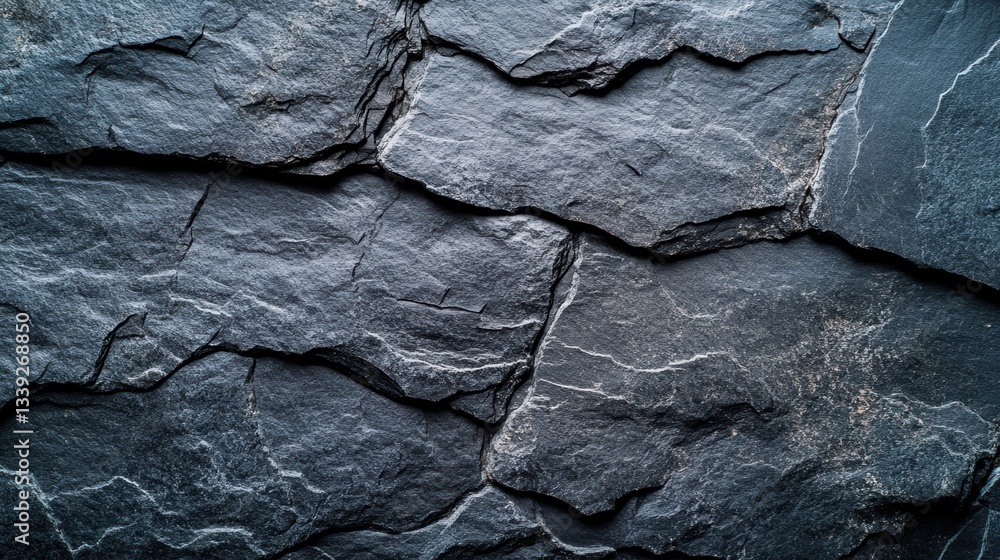 Poster dark slate rock surface displaying natural texture and patterns, captured in a close-up shot highlig