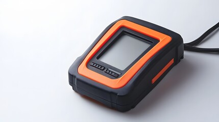 Portable Digital Device with Orange Accents and Cord
