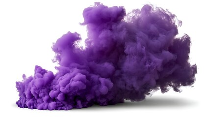 Fototapeta premium Purple cloud, smoke, billowing across white background