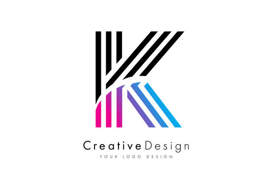 Letter K logo icon vector made of lines. Creative K Design alphabet lettering