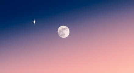 Fototapeta premium A crescent moon and stars in the sky at night