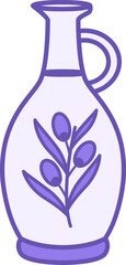 Colored Olive Oil Icon. Vector Illustration. Olive Oil in Transparent Decanter. Food. Grocery Concept