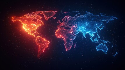 World map with glowing interconnected dots