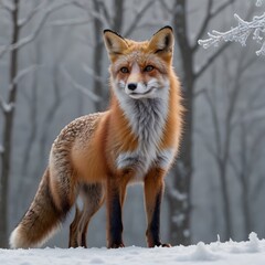 Fototapeta premium Fox in Winter Landscape