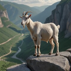 Obraz premium Mountain Goat on Rocky Slope