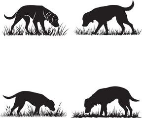 Hunting Dog Sniffing the ground silhouette vector