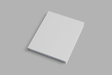 Blank book cover mockup on gray background