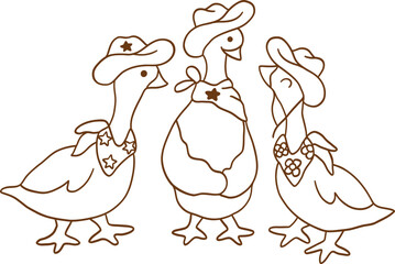 Outline Coloring Groovy Western Silly Goose