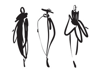 Fashion woman, Fashion illustration hand drawn, for logo web 