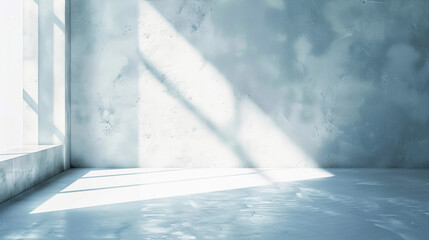 bright, minimalistic interior space with soft light casting shadows on wall. serene atmosphere invites creativity and calmness