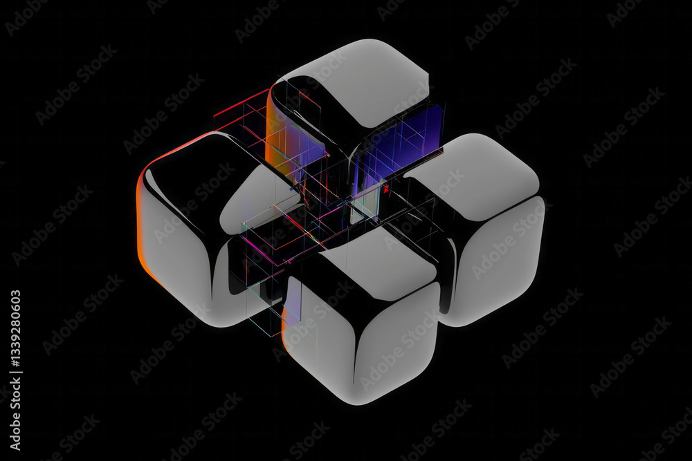 Aufkleber a cube with a colorful pattern on it