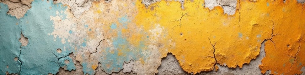 Obraz premium Aged, cracked paint on vintage wall, peeling plaster, plaster, grunge, damage