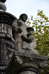 Mainz, Germany 10.05.2024: People walking and enjoying view of Nagelsaule Monument, located near Mainz Cathedral, in Old Town of Mainz