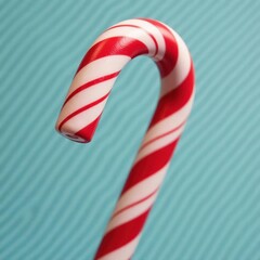Obraz premium Striped candy cane, classic red and white swirl, christmas candy, dessert, festive treat