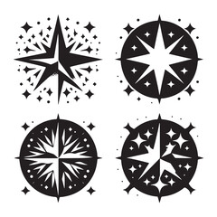 Set sparkle icon vector illustration. Vector four-pointed star for logo, social media stories