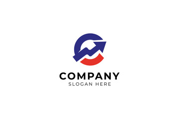 Fototapeta premium Arrow logo in letter C concept. Logo Arrow and Letter C, Template creative design fintech, technology, arrow, growth and increase symbols icon.
