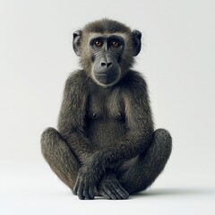 Obraz premium Captivating Portrait of a Monkey Sitting Calmly with Intense Gaze
