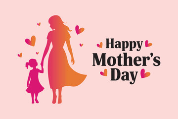 A loving Mother and Daughter Silhouette celebrating Mother's Day